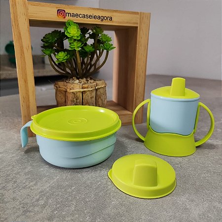 KIt 2 Peças Infantil Verde - Potinho e Copo