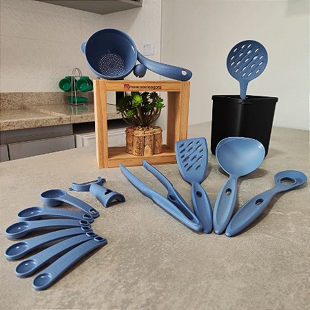 Kit 9 Peças Utensílios Ideal Azul Mineral