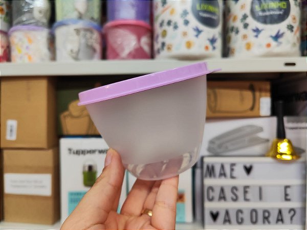 Tupper Caçulinha 400 ml Transparente Tampa Lilás