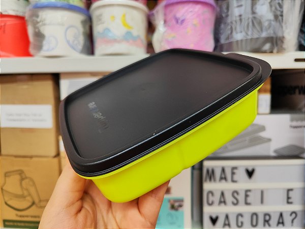 Basic Line com Divisórias 550ml Amarelo Neon Com Tampa Preta
