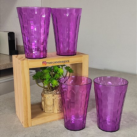 Kit 4 Unid. Copo Prisma 475 ml Roxo