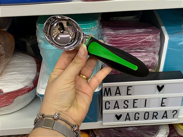 Colher de Sorvete Verde e Preta