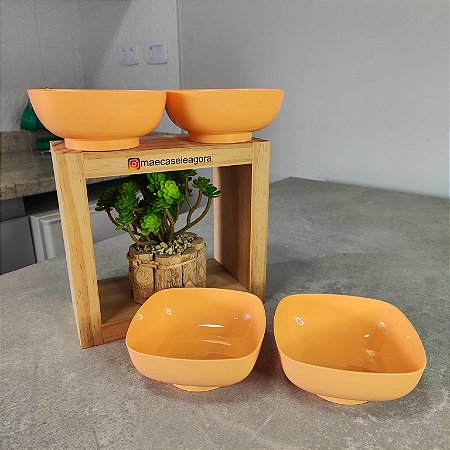 Kit 4 Unid. Tigelinha Quadrada 300 ml Bala de Laranja