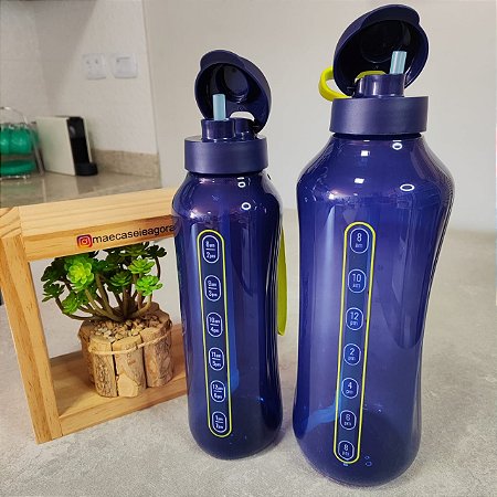 Kit 2 Peças Garrafa Aquavibe com Canudo Flexível Mar Profundo
