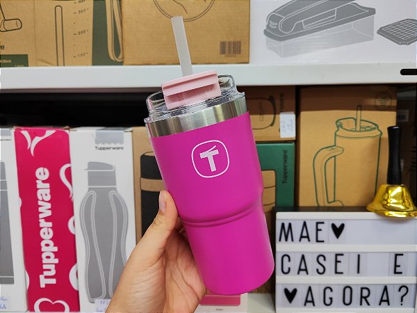 Copo Térmico Big T com Canudo 630 ml Rosa