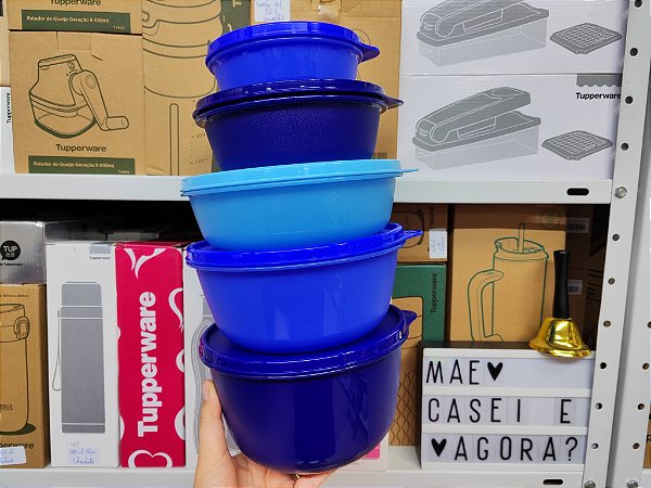 Kit 5 Peças Tigela Visual Tons de Azul