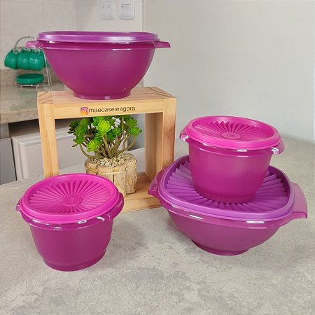 Kit 4 Peças Tigela Sensação 600 ml Pêssego e 1,2 L