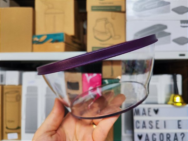 Tigela Clear 1,3 Litros Transparente e Roxa
