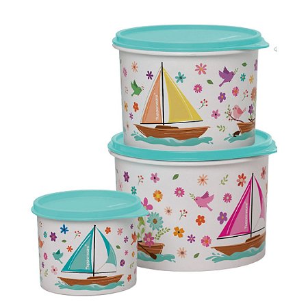 Kit 3 Peças Tupper Caixa Mar de Flores