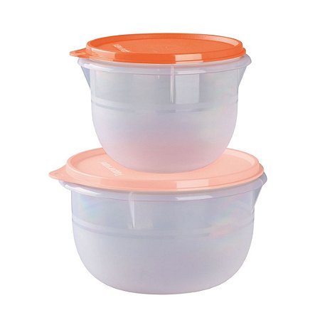 Kit 2 Peças Batedeira 1 e 2 Litros Translúcida e tampas Rosa e Salmão