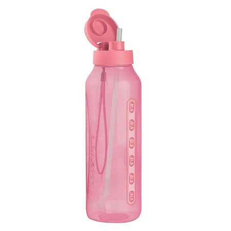 Garrafa Aquavibe com Canudo Flexível 1,2 Litros Rosa Quartzo