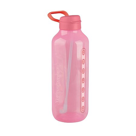 Garrafa Aquavibe com Canudo Flexível 2 Litros Rosa Quartzo