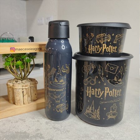 Kit 3 Peças Instantânea 2,25 L e 575 ml Mágica Harry Potter Hogwarts e Eco Tupper 750 ml