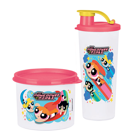 Kit 2 Peças Powerpuff Gilrs (Meninas Superpoderosas) - Copo e Redondinha