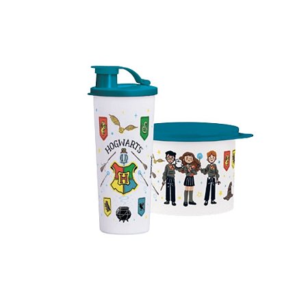 Kit 2 Peças HP Casas de Hogwarts - Copo e Redondinha