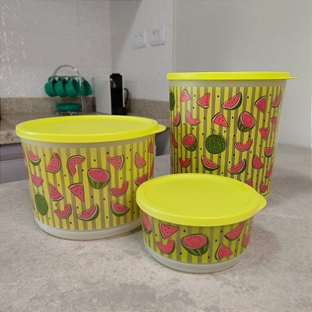 Kit 3 peças Refri Line Redondo Melancias