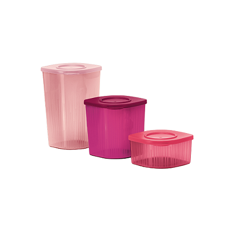 Kit 3 Peças Fresh Box Quadrado Tons de Rosa