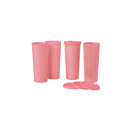 Kit 4 Unid. Copo 470 ml com Tampa Rosa
