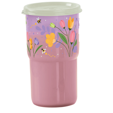 Copo Colors com Tampa 350 ml Viva Tulipas