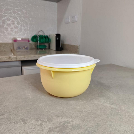 Tigela Batedeira 2 Litros Amarela Tampa Branca