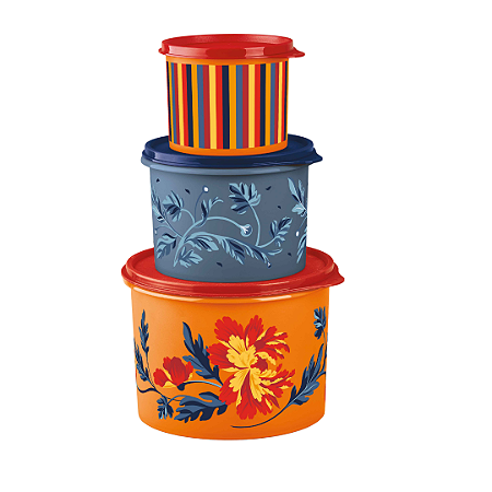 Kit 3 Peças Tupper Caixa Florales