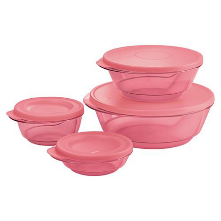 Kit 4 Peças Tigela Design Rosa Quartzo