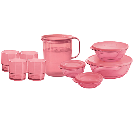 Kit 9 Peças Servir Rosa Quartzo