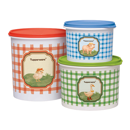 Kit 3 Peças Tupper Caixa Da Roça