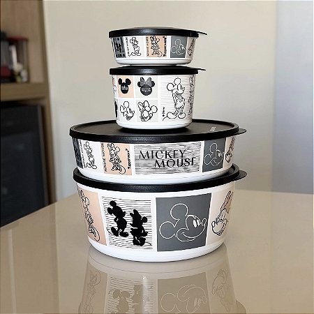Kit 4 Peças Tigela Ilúmina Mickey e Minnie Clássicos