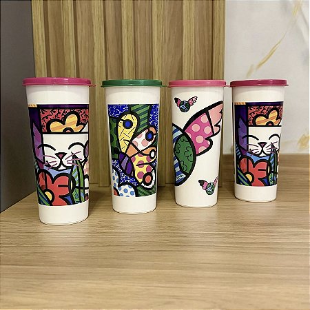 Kit 4 Unid. Copo 470 ml com Tampa Romero Brito