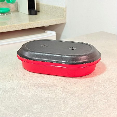 Travessa Actualité Oval 2 Litros Preto e Vermelho