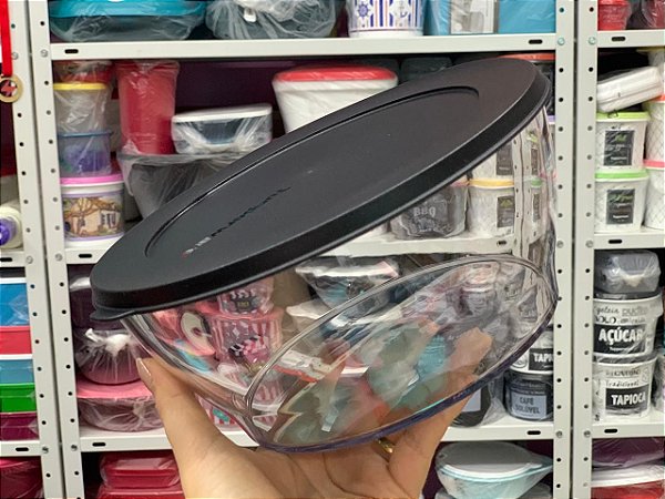 Tigela Clear 2,4 Litros Transparente e Preto