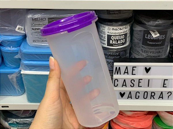 Modular Redondo 3 650 ml Transparente com tampa Roxa