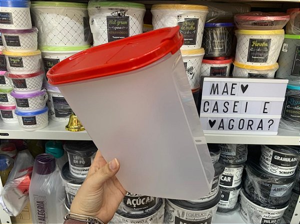 Modular Oval Dispenser 4 2,3L Transparente Tampa Vermelha