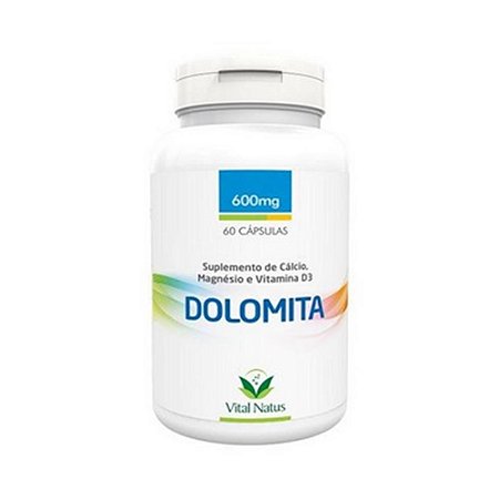 Dolomita (Cálcio + Magnésio + D3) VITAL NATUS 600mg 60 Cápsulas