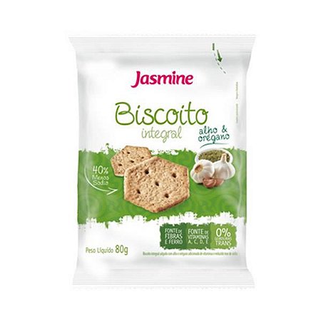 Biscoito Integral JASMINE Sabor Alho e Orégano 80g