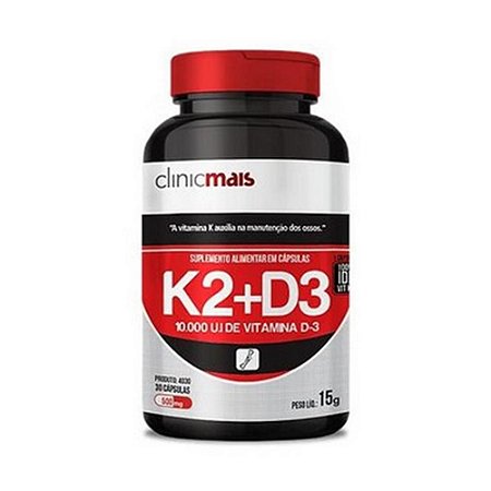 K2+D3 CHÁ MAIS (ClinicMais) 500mg 30 Cápsulas