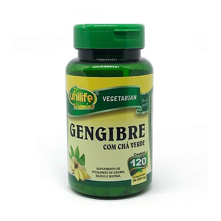 Gengibre com Chá Verde UNILIFE 400mg 120 Comprimidos