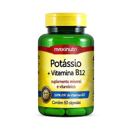 Potássio + Vitamina B12 MAXINUTRI 60 Cápsulas