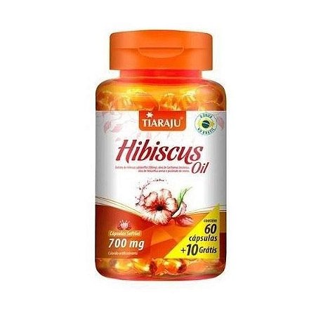 Hibiscus Oil (Hibiscus + Óleo de Cártamo + Picolinato de Cromo) TIARAJU 700mg 60 + 10 Cápsulas