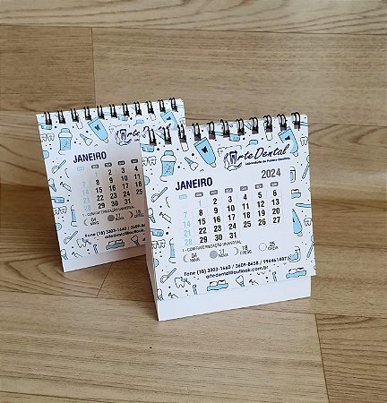 CALENDARIO DE MESA COUCHE 98X98mm (KIT COM 100 UNIDADES)