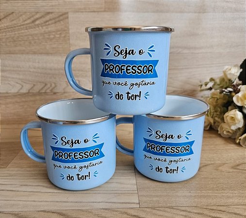 CANECA EM INOX ESMALTADA (PEDIDO MINIMO DE 50 UNIDADES)