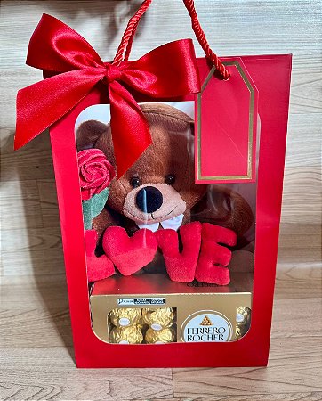 KIT SACOLA NAMORADOS COM URSO