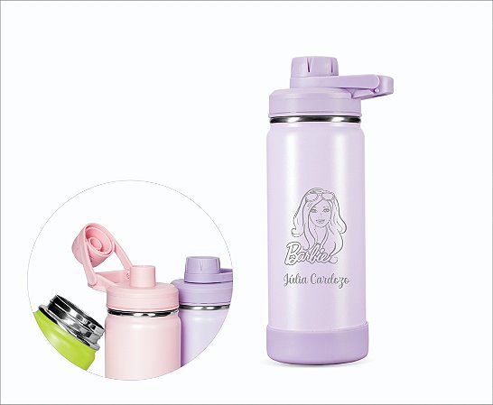 GARRAFA TERMICA INOX 550ml COM BASE DE SILICONE