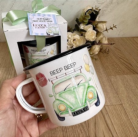 CANECA EM INOX ESMALTADA COM BORDA (PEDIDO MINIMO DE 20 UNIDADES)