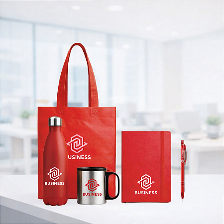 Kit Onboarding com Sacola TNT, Caneca, Garrafa, Moleskine e Caneta