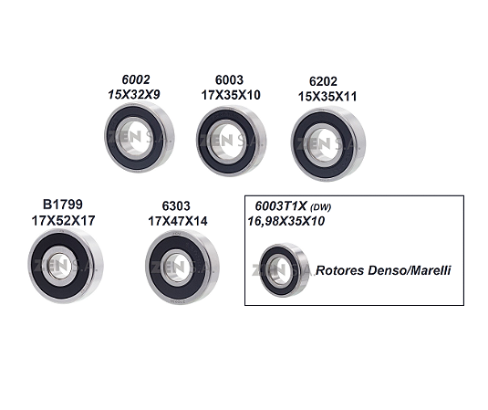 Kit 6 Rolamentos Alternador 6002 6003 6202 6303 6003t1x B1799