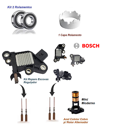 Kit Reparo Alternadores Modernos Bosch 6202 VW FIAT RENAULT PEUGEOT
