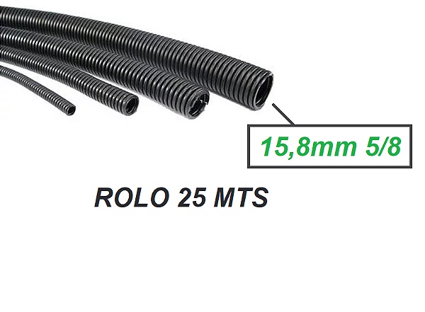 GC958RL25M Espaguete Corrugado Anti Chama 5/8 15,8mm ROLO 25 MTS