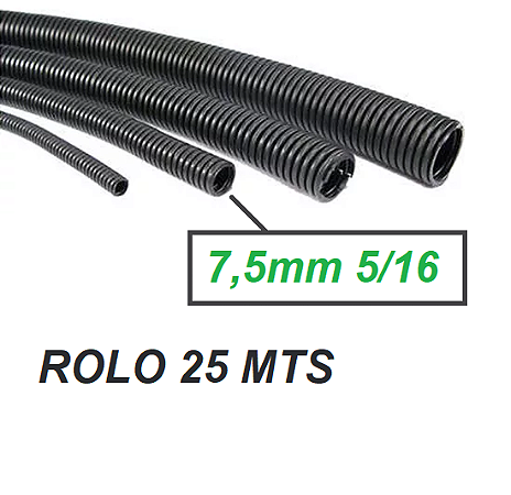 GC975RL25M Espaguete Corrugado Anti Chama 5/16 7,5mm ROLO 25 MTS